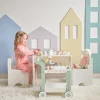 Afternoon Sip Wood Dessert Cart with 21 Pieces & Rotatable Wheels