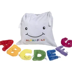 Alphabet Mini Plush Set - Rainbow Letters with White Drawstring Bag