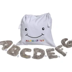Alphabet Mini Plush Set - Rhino Grey Letters with White Drawstring Bag