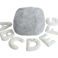 Alphabet Plush Set - Cream Letters with Light Grey Bag