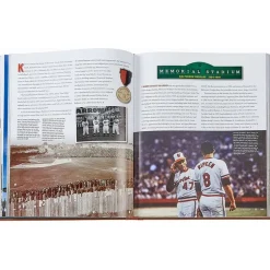 Ballparks Past and Present Book in Tan Bonded Leather