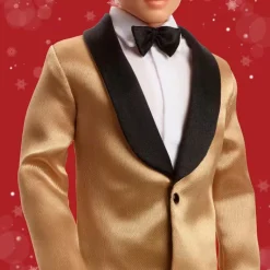 Barbie Signature 2025 Holiday Black Hair Ken Collectible Fashion Doll Wearing Full Suit With Golden Jacket