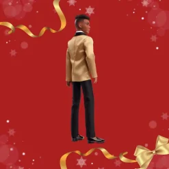 Barbie Signature 2025 Holiday Dark Brown Hair Ken Collectible Fashion Doll Wearing Full Suit With Golden Jacket