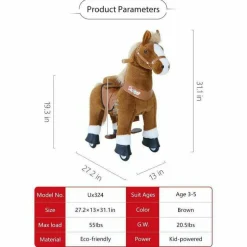 Brown Model U Ride-On Horse - 3-4 Years
