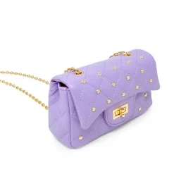 Classic Quilted Stud Handbag - Purple
