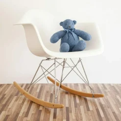 Dark Blue Cable Knit Plush Teddy Bear