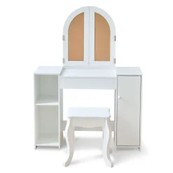 Deluxe Glow Wooden Vanity Desk with LED Lights & Cork Panels