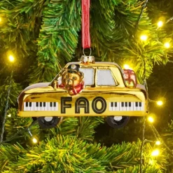 FAO Taxi Glass Ornament