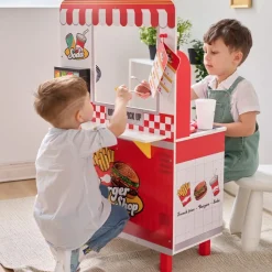 Flip & Fry Wooden Burger Shop with 29 Pcs Accessories