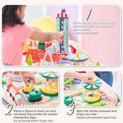 Florida Amusement Park Wooden Activity Table with 6 Mini-Games