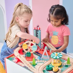 Florida Amusement Park Wooden Activity Table with 6 Mini-Games
