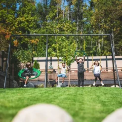 Gobaplay TitanMax Swing Set with Green Saucer Tent Swing
