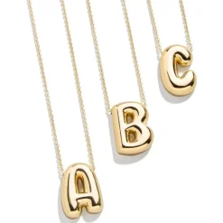 Gold Bubble Initial Necklace - A