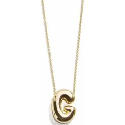 Gold Bubble Initial Necklace - G