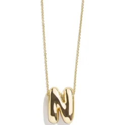 Gold Bubble Initial Necklace - N