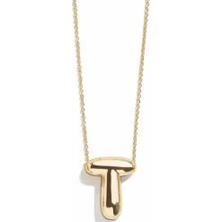 Gold Bubble Initial Necklace - T