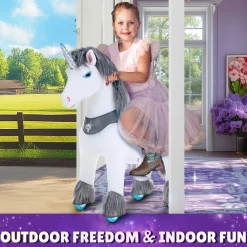 Grey Unicorn Model Y Ride on Toy - 3-4 Years