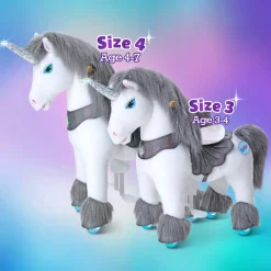 Grey Unicorn Model Y Ride on Toy - 4-7 Years