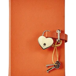 Heart Lock Journal in Orange Saffiano Leather