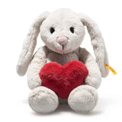 Hoppie Rabbit Grey Plush with Heart - 6"