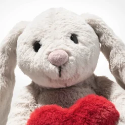Hoppie Rabbit Grey Plush with Heart - 6"