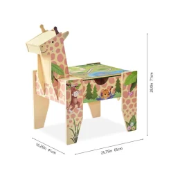 Jungle Giraffe 2-in-1 Wooden Activity Table + 23 Accessories & 1 Car