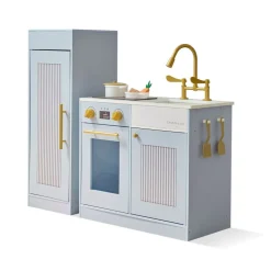 Little Chef Chester Wooden Play Kitchen with Large Fridge & Sink - Blue