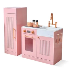 Little Chef Chester Wooden Play Kitchen with Large Fridge & Sink - Pink
