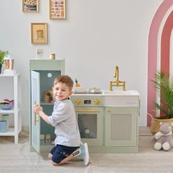 Little Chef Chester Wooden Play Kitchen with Large Fridge & Sink - Green