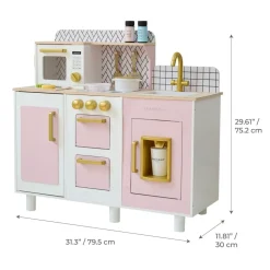 Little Chef Hampton Wooden Play Kitchen with Ice Dispenser & Sink - Pink
