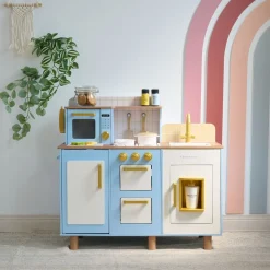 Little Chef Hampton Wooden Play Kitchen with Ice Dispenser & Sink - Blue