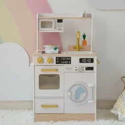 Little Chef Lake Tahoe Wooden Play Kitchen Washer & Mini Garden - White