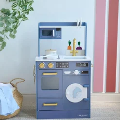 Little Chef Lake Tahoe Wooden Play Kitchen Washer & Mini Garden - Blue