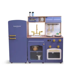 Little Chef Normandy Wooden Play Kitchen with Modular Fridge & Sink - Blue