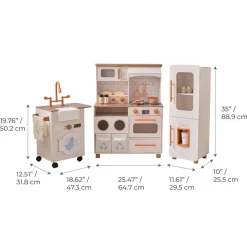Little Chef Savannah Wooden Play Kitchen with 3 Modular Pieces - Cream