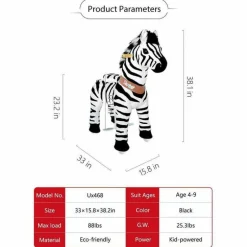 Model U Ride-On Zebra - 4-7 Years