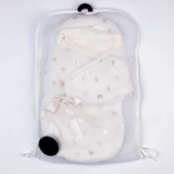 My FAO Doll Swaddle - White With Gold Hearts