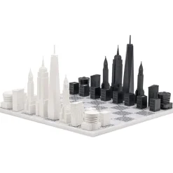 New York City Edition Acrylic Chess Set with Marble Hatch Board