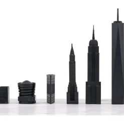 New York Versus Los Angeles Acrylic Chess Set with Marble Hatch Board