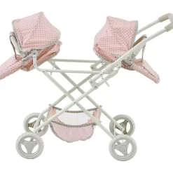 Olivia's Little World Polka Dot Princess Baby Doll Twin Bassinet Stroller