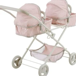 Olivia's Little World Polka Dot Princess Baby Doll Twin Bassinet Stroller