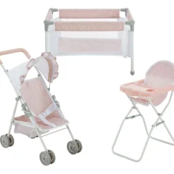 Olivia's Little World Polka Dot Princess Baby Doll 3 Piece Nursery Set - Pink