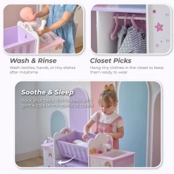Olivia's Little World Wood Doll Nursery with Cradle, Sink & Closet