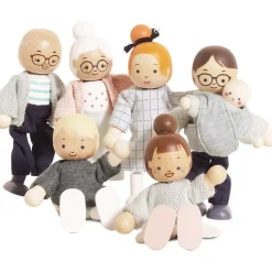 7 Piece Dollhouse Family Wooden Dolls