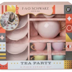 9-Piece Hand-Glazed Ceramic Tea Party Set