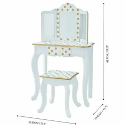 Polka Dot Gisele Play Vanity Set - White/Gold
