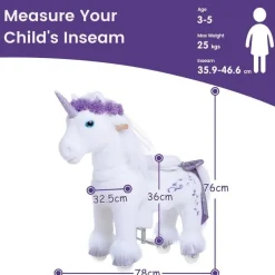 Purple Model X Ride-On Unicorn - 3-4 Years