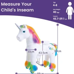 Rainbow Model X Ride-On Unicorn - 4-7 Years