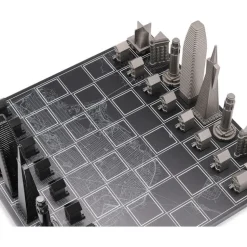 San Francisco Edition Stainless Steel Chess Set with Wood Map Board