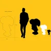 Snoopy Matte Black Figure with Chrome Gold Heart - 21.6"